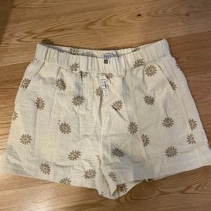 NWT Madewell Lightspun Easy Pull On Shorts, Lighthouse L Ivory/floral